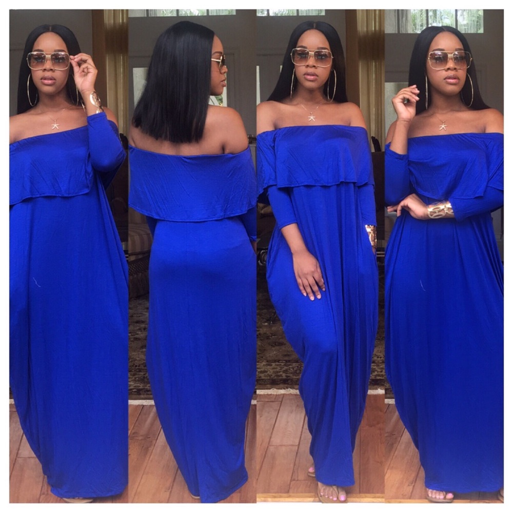 Royal Blue Off Shoulder Maxi